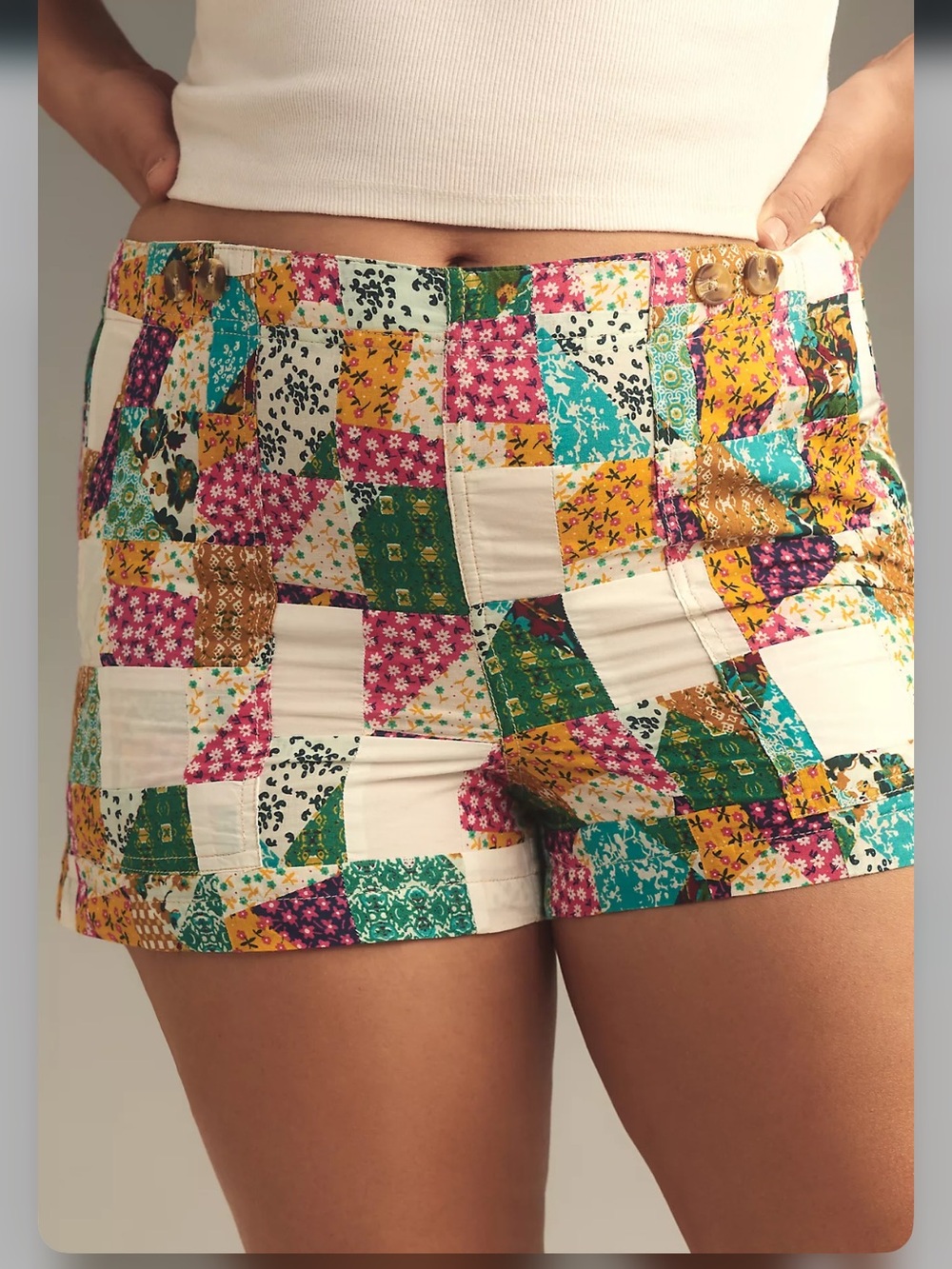 Pilcro The Kit High-Rise Utility Shorts: Patchwork Edition size 28 - Picture 5 of 12
